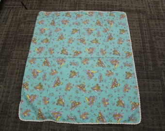 Precious Moments, Cute Animals, Blue White Rafting Baby Blanket Quilt, 40x34.5", Fabric, Crib, Decor, Kids Room, Bedroom, ~ 20-01-924