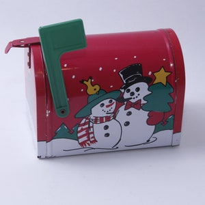 Christmas, Snowmen, Mailbox, Metal, Red, 5, Home, Interior, Holiday, Decor, Vintage, 20-01-379 image 2