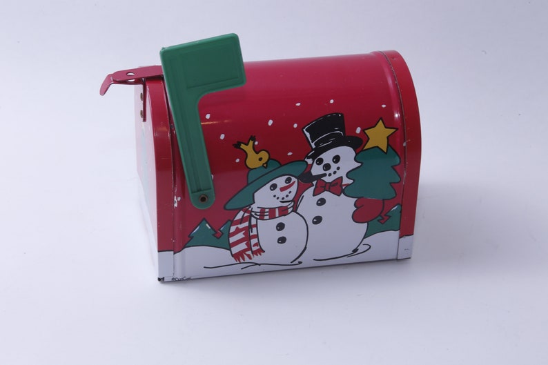 Christmas, Snowmen, Mailbox, Metal, Red, 5, Home, Interior, Holiday, Decor, Vintage, 20-01-379 image 2