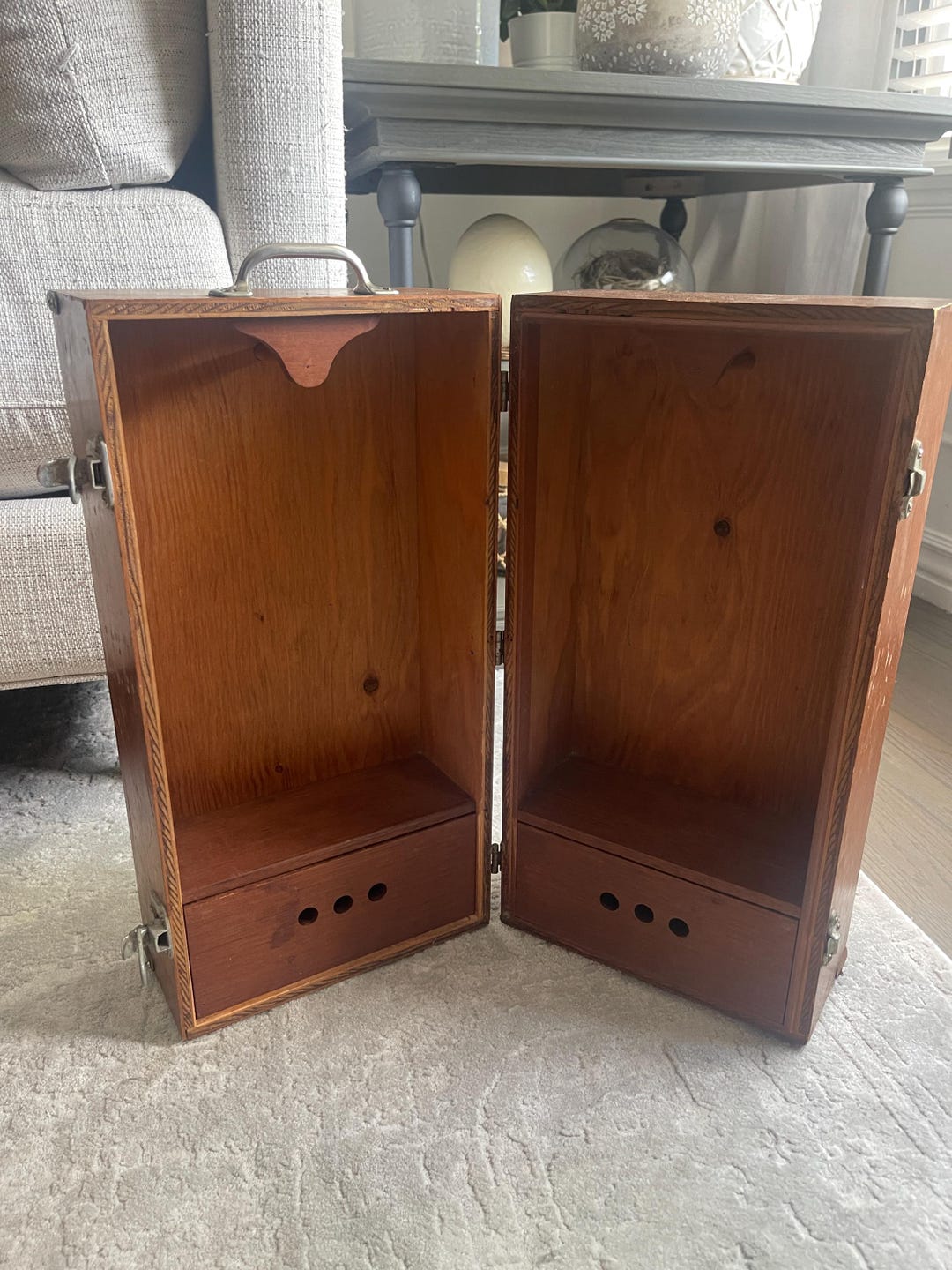 Retro Wooden Doll Trunk, Wardrobe, Carry Case, Toy Storage, Hard