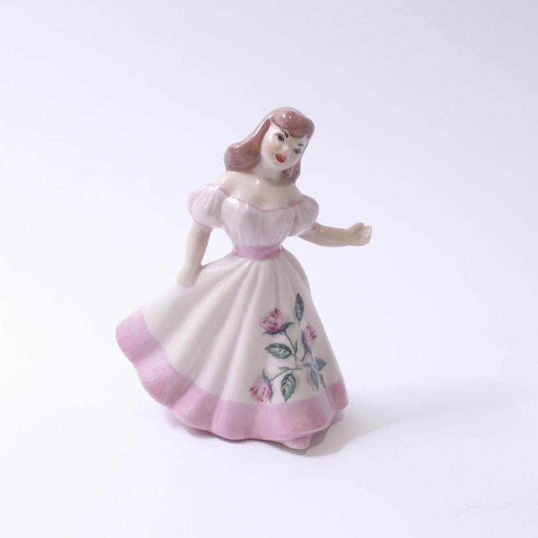 1947年、陶器、少女、パンジー、花、ジュディ・ガーランド風、ピンクの