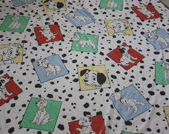 Disney, 101 Dalmatians, Puppies, Fabric, Bed Sheet, Kids Room, Interior, Decor, Vintage, Collection, Photo Prop, ~ 20-01-551