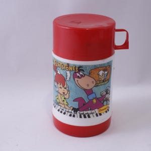 The Flintstones, The Dinos In The Studio, Thermos with Red Cup Lid, Denny's, Travel, School, Beverage, Portable, ~ 241014-SHC SHC-070