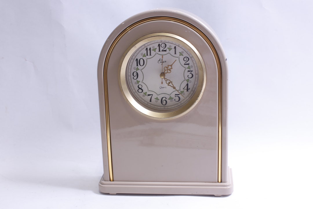 Elgin Table Clock Art Deco Beige 1980s 9x12 Arabic Etsy