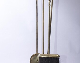 Vintage Metal Brass Fireplace Tools Set, Elegant, Retro Design, Fireside, Old Style, Home Decor, Fire Accessories, ~ 231020-WH 585
