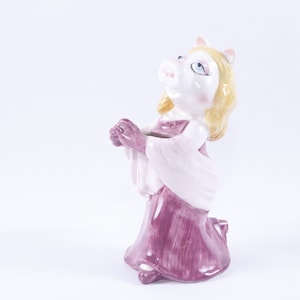 The Muppets, Miss Piggy, Statuette, Sigma, Comics Character, ceramic, Animal, Collection, Vintage, Bud Vase, ~ 20-12-414