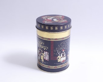 Chinesischer Tee, Dose, Dose, orientalisches Design, Zylinder, 12 cm hoch, Küche, Aufbewahrung für Lebensmittel, Vintage, Dekor, ~ 230826-GS 434