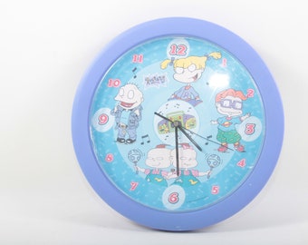 Rugrats Wall Clock Rug Rats Nursery 1990s 90s Purple Characters Home Decor Blue, Kids, Children, ~ 569 303
