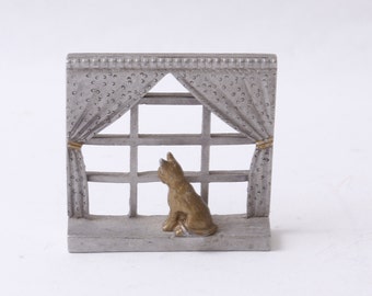 Kitten, Cat, Sitting On The Window, Pewter, Figurine, 1.5&quot;, Tiny, Animal, Miniature, Statuette, Home, Interior, Decor, Vintage, ~ 7