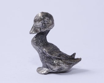Duck, Bird, Standing, Animal, Little, Pewter, Figurine, Very Small, 1&quot;, Statuette, Interior, Decor, Vintage, ~ 6