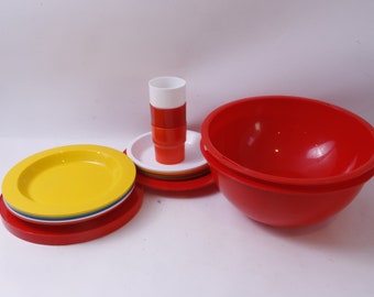 Round Sphere Container 1970s Picnic, Dishes, Plastic, Plates, Bowl, Cup, Outdoors, Party, Supply, Vintage, Collectible, ~ 250121-WH 238