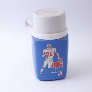 Big Jim, Blue Thermos with White Cup Lid, 1973, Mattel, Travel, School, Beverage, Portable, Drinkware, ~ 241120-SHC SHC-002