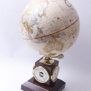 Barometer, Thermometer, Hygrometer, Globus, 40 cm, Erde, politische Karte, Made in France, Tabletop, Dekor, Vintage, Sammlerstück, ~ M-25-06