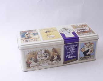 Cadbury's Biscuits, Tin Box, Candies, Sweets, Cookies, Snack, Container, Vintage, Decorative, Collectible, ~ 240823-WH 1041