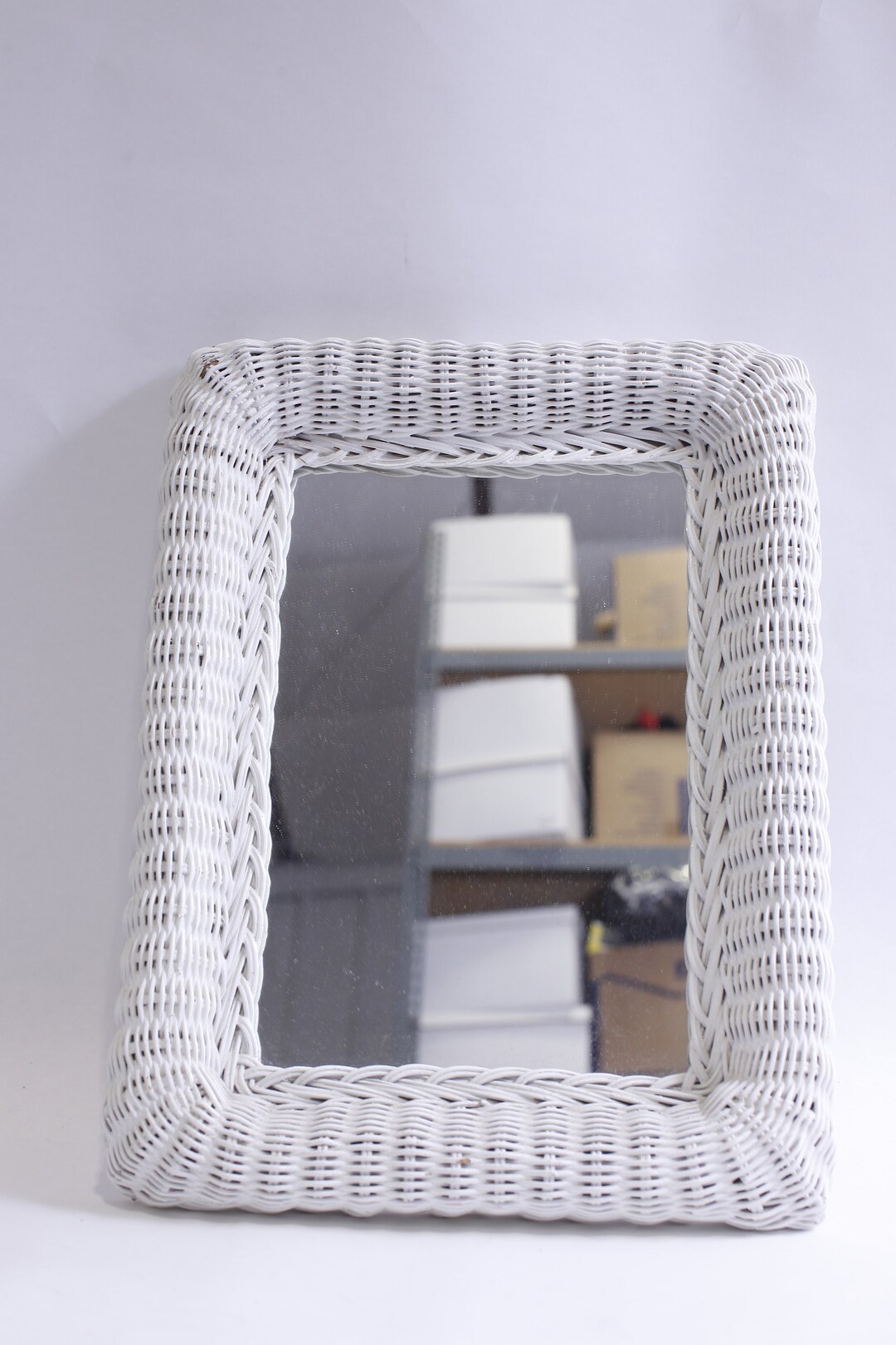 Wicker Mirror White Modern Rectangular Wall Mirror WH011 189 Etsy