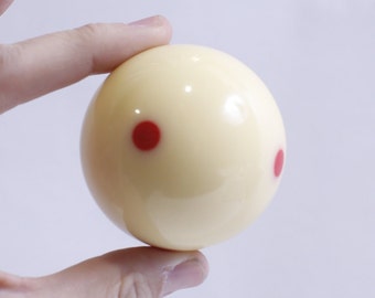Cue Billiard Ball, Six Red Dots, Training, Practice, Precision, Aim, Ball Control, Billiards, Sports, Vintage, Pool,~ 230420-DIWVC 60