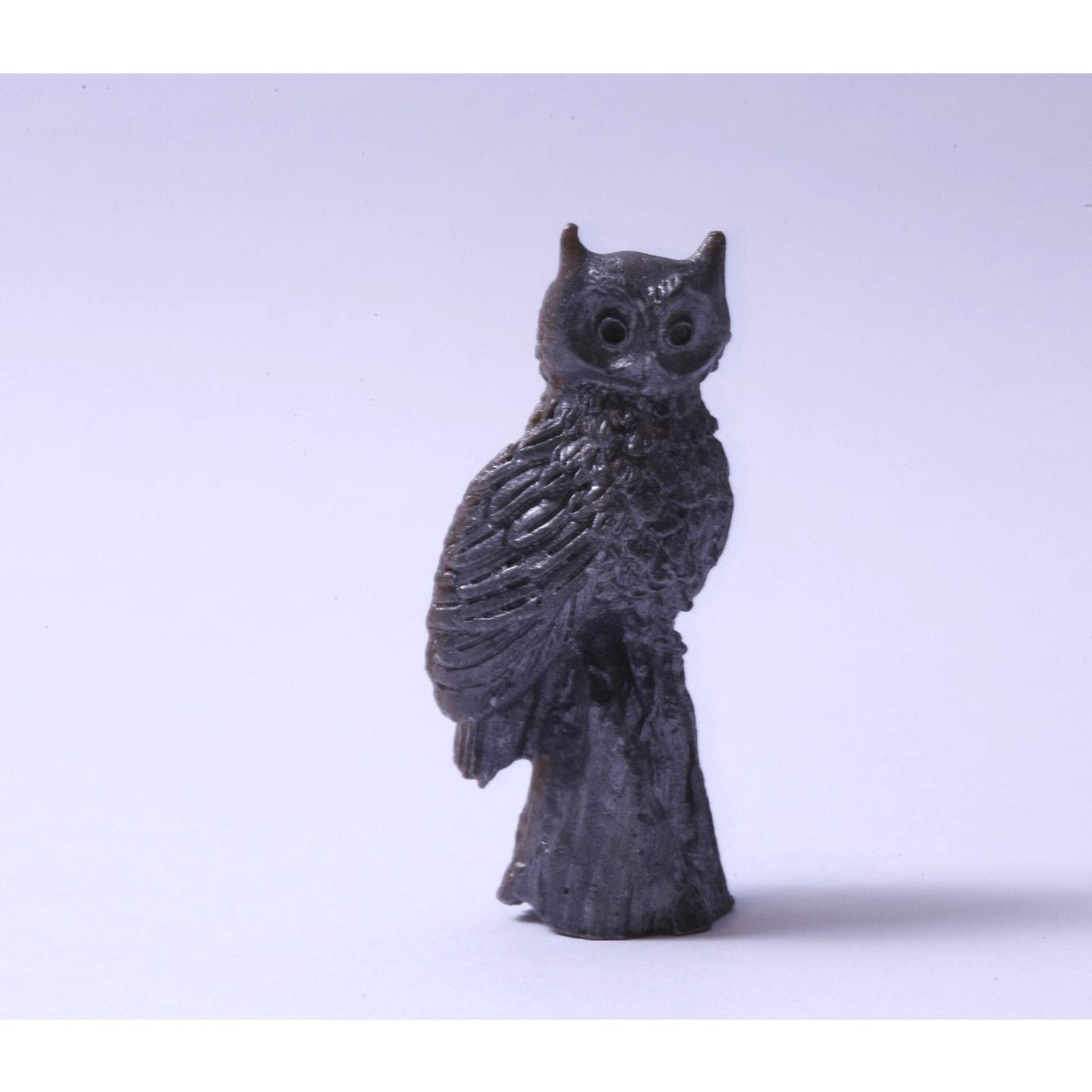 Owl, Bird, Sitting on a Tree, Miniature, Pewter, Figurine, 2 1/4", Animal, Interior, Decor, Vin