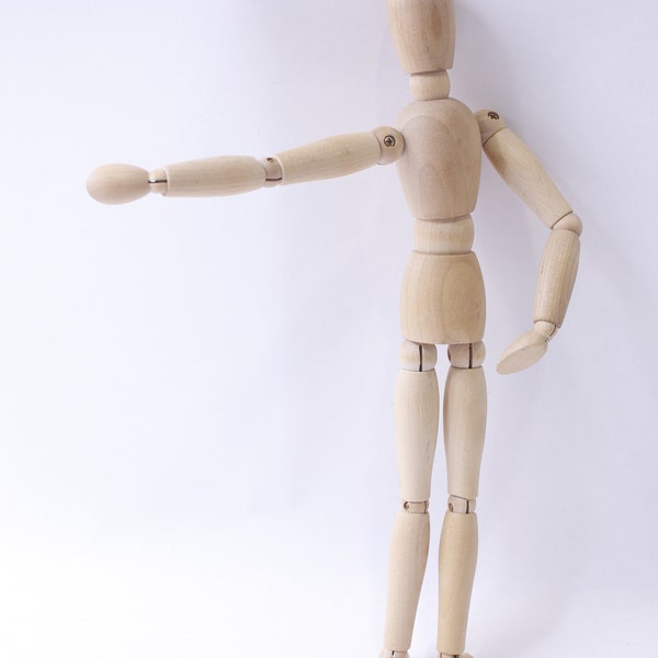 Wooden Puppet, 12", Anatomy Artificial Doll, Poseable, Jointed, Mannequin, Dummy, Human, Interior Decor, ~ 240214-WH 843