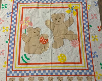 Teddybären, Baby, Krippe, Weiß, Bettlaken, Stofflaken, 45 x 35 ", Kinderzimmer, Bettwäsche, Schlafzimmer, Vintage, ~ 20-29-1012