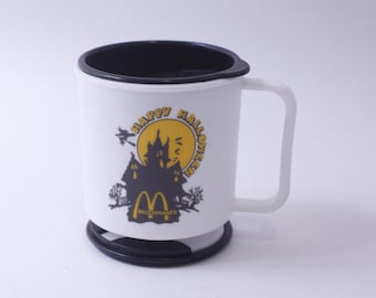McDonald's, Happy Halloween, Haunted House, Travel Coffee Mug with Lid and Base, Vintage, Collectible, Gift Idea, ~ 241226-SHC SHC-008