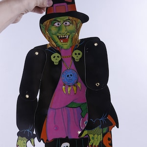 Bruja Zombie, Espantapájaros, Halloween, Figura colgante, Extremidades móviles, Hogar, Interior, Decoración, Vintage, Recorte de cartón ~ 20-01-186