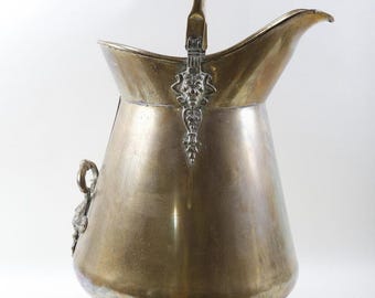 Rare, Umbrella Stand, Fireplace Caddy, Brass Lion Head, Delft Handle, Antique, Relief, Patterns, Farmhouse, Home, Decor, Design - J-1