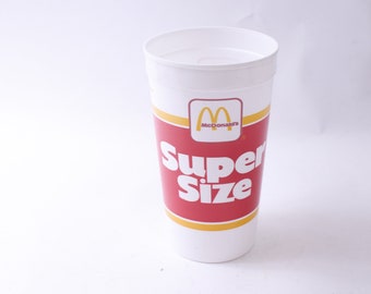 Clean Unused McDonald's, Super Size Drink Cup, 1988, 7 inches, Plastic Glass, Summer, Party, Drinkware, Souvenir, ~ 240719-SHC SHC-003