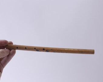 Vintage Bamboo 4-hole Flute, Painted, Musical Instrument