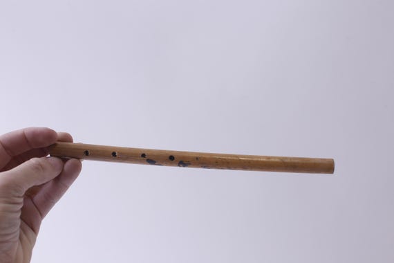 Vintage Bamboo 4-hole Flute, Painted, Musical Instrument