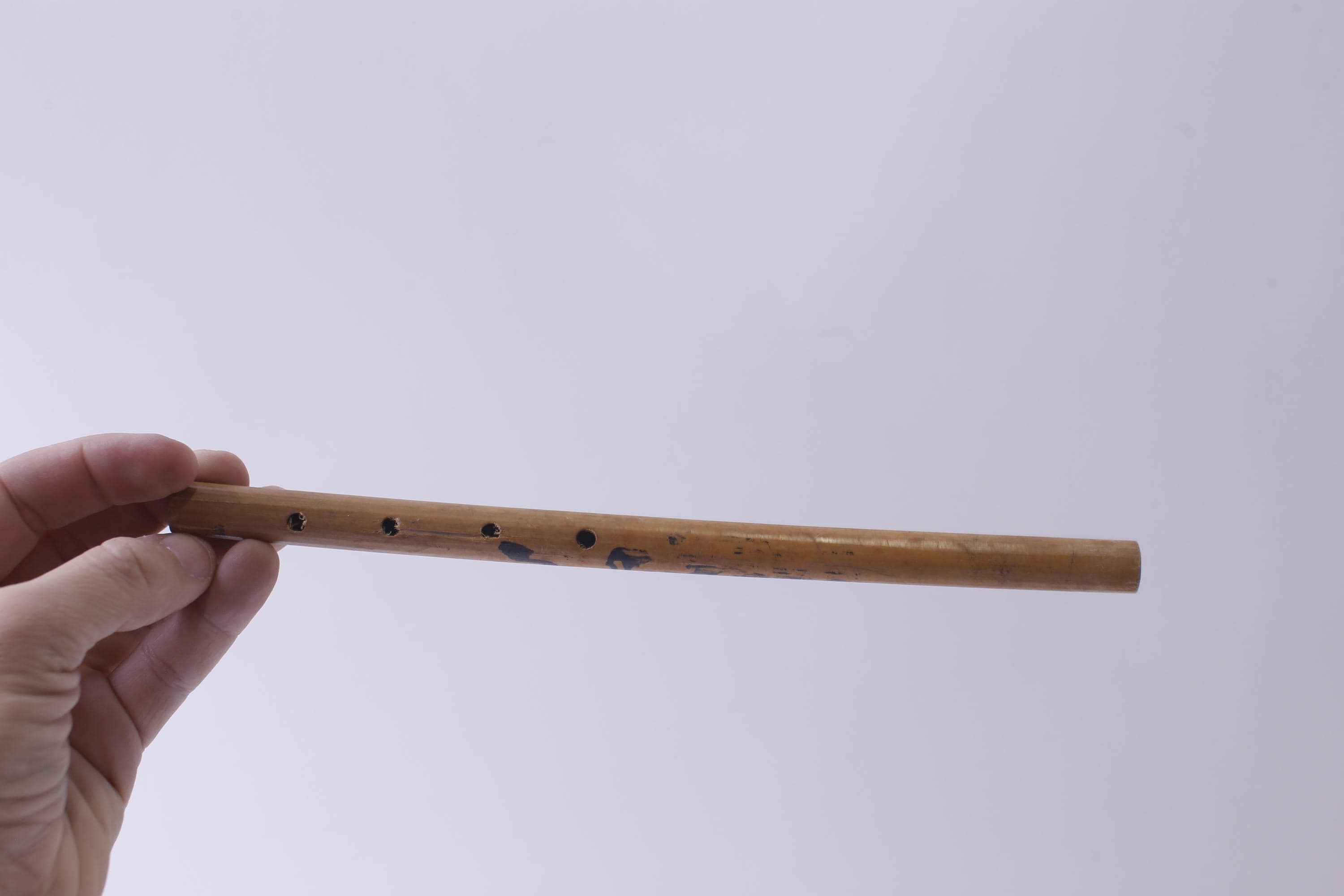 Vintage Bamboo 4-hole Flute, Painted, Musical Instrument