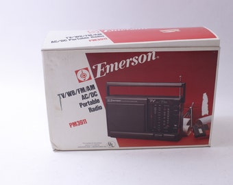 Emerson, Portable Radio, PM3911, Tv Sound, Fm, Am, Black, Top Handle, Vintage, ~ 240823-WH 1032