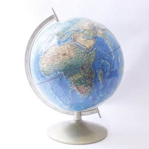 1980s Earth Globe, Physical Map, 16 inches tall, Geography, Learning, School, Education, ~ 240903-WH 1124