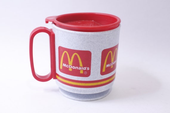 Mcdonald's, Travel Mug With Lid, Gray-red, Plastic Cup, Drinkware