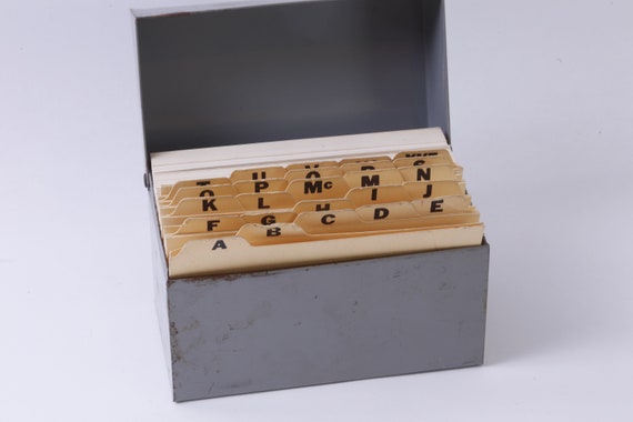STEPHENS' 1936 Letter Case Box ヴィンテージ 50s Alphabet, Catalogue, Card Holder, Metal Box, Organizer