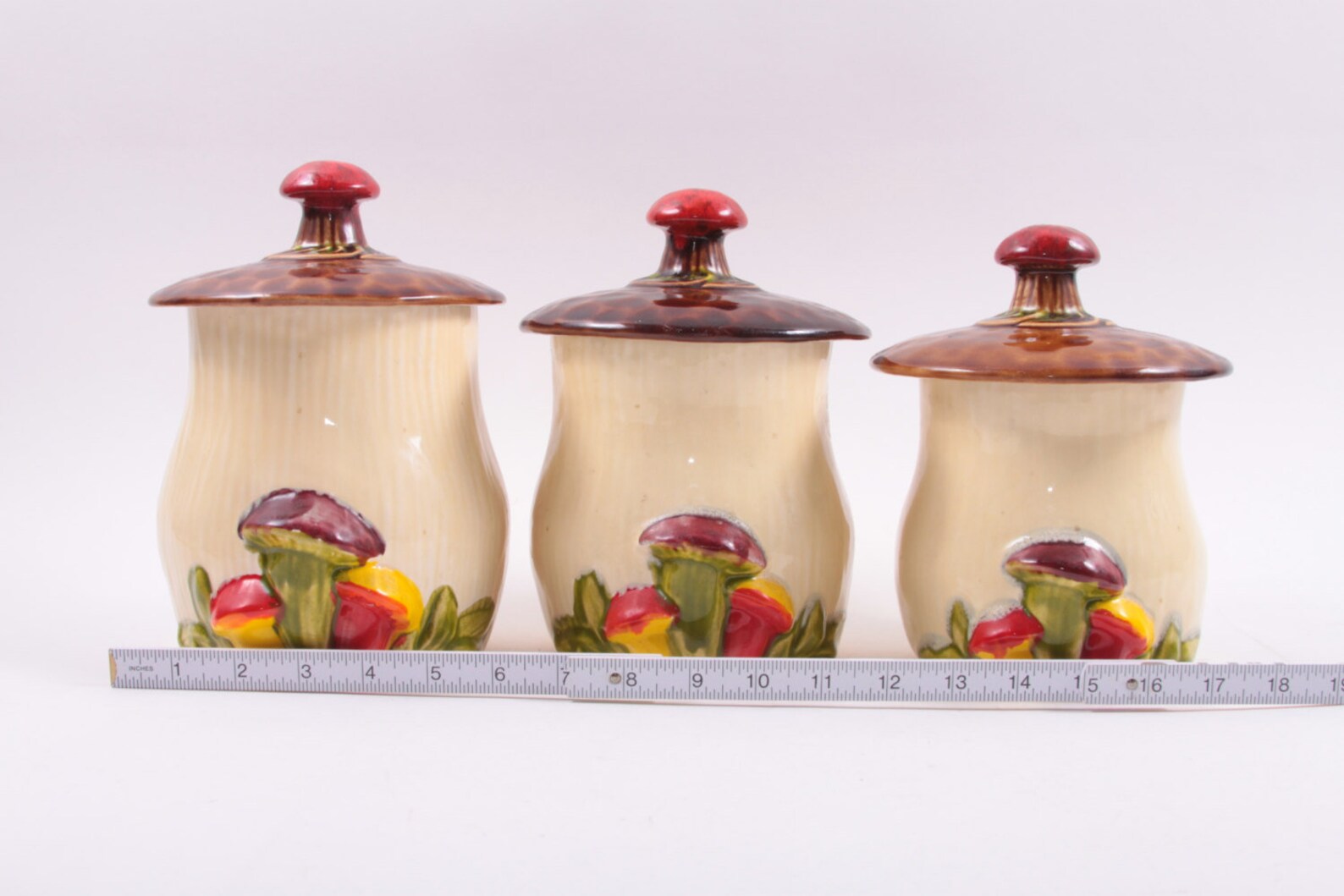 Mushroom Jars Ceramic Cookie Jars Toadstool Awesome Set Etsy