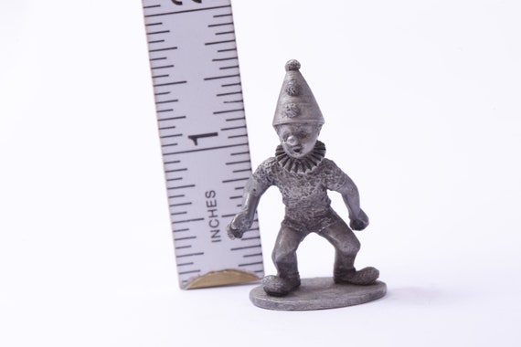 ピエロ　置物　pewter ピエロ、道化師、コーンハット、小さな、ピューター、置物、小像