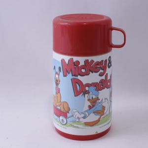 Disney Mickey & Donald Thermos with Red Cup Lid, Iconic Characters, Travel, School, Beverage, Portable, ~ 241014-SHC SHC-070