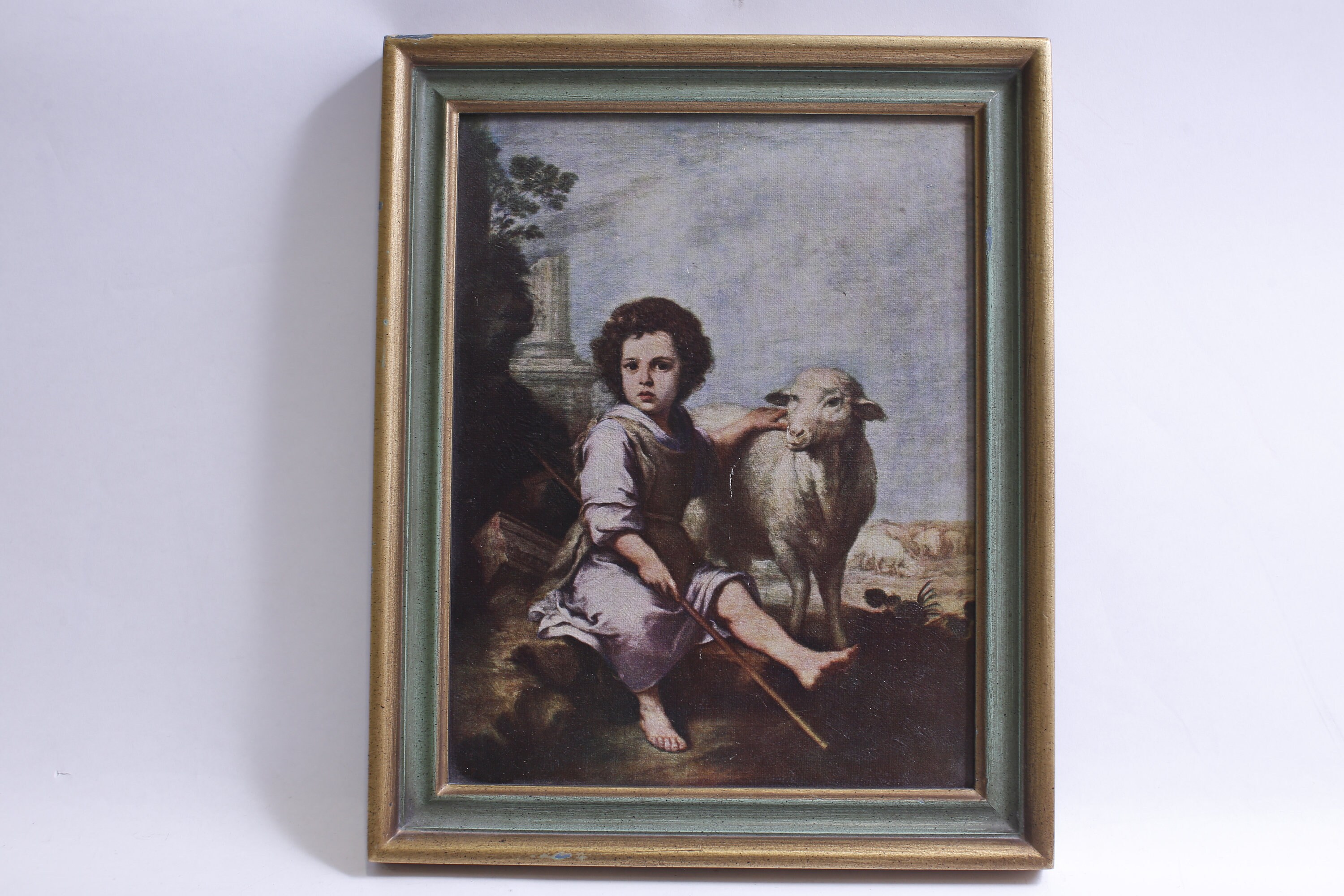 The Good Shepherd, Bartolomé Esteban Murillo, Painting Print, Framed, 1942, Inter-Mountain Art, 9x11", Wall Decor, Classic Art~ 230624-GS 32