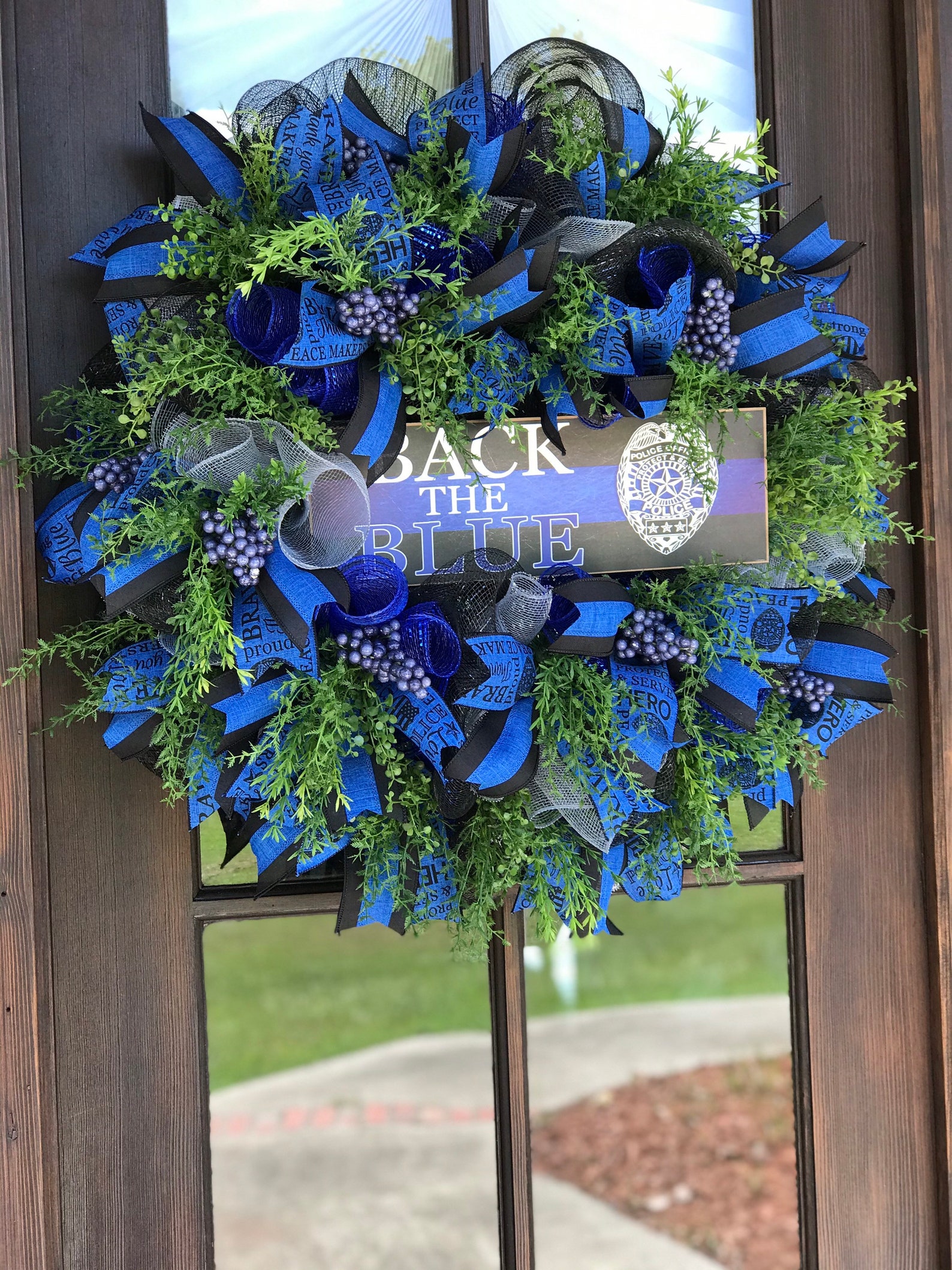 Support Law Enforcement Wreath Back the Blue Police Officers Etsy