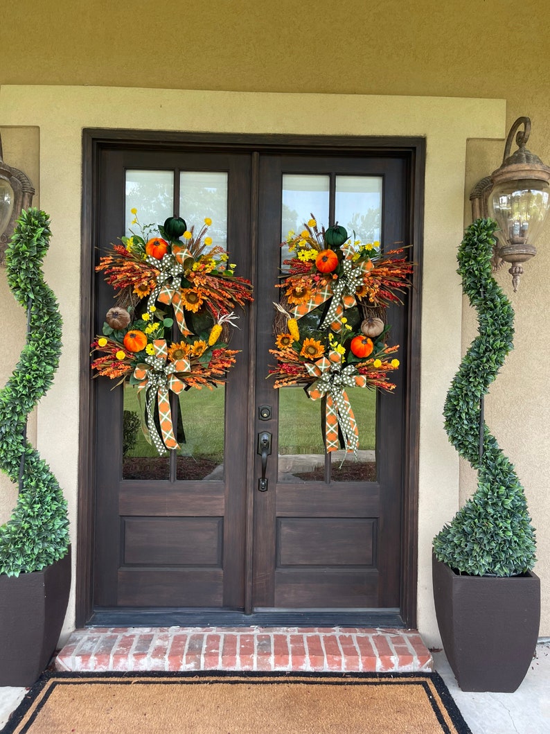 EXTRA LARGE Fall Grapevine Wreath for Front Door All Season image 9