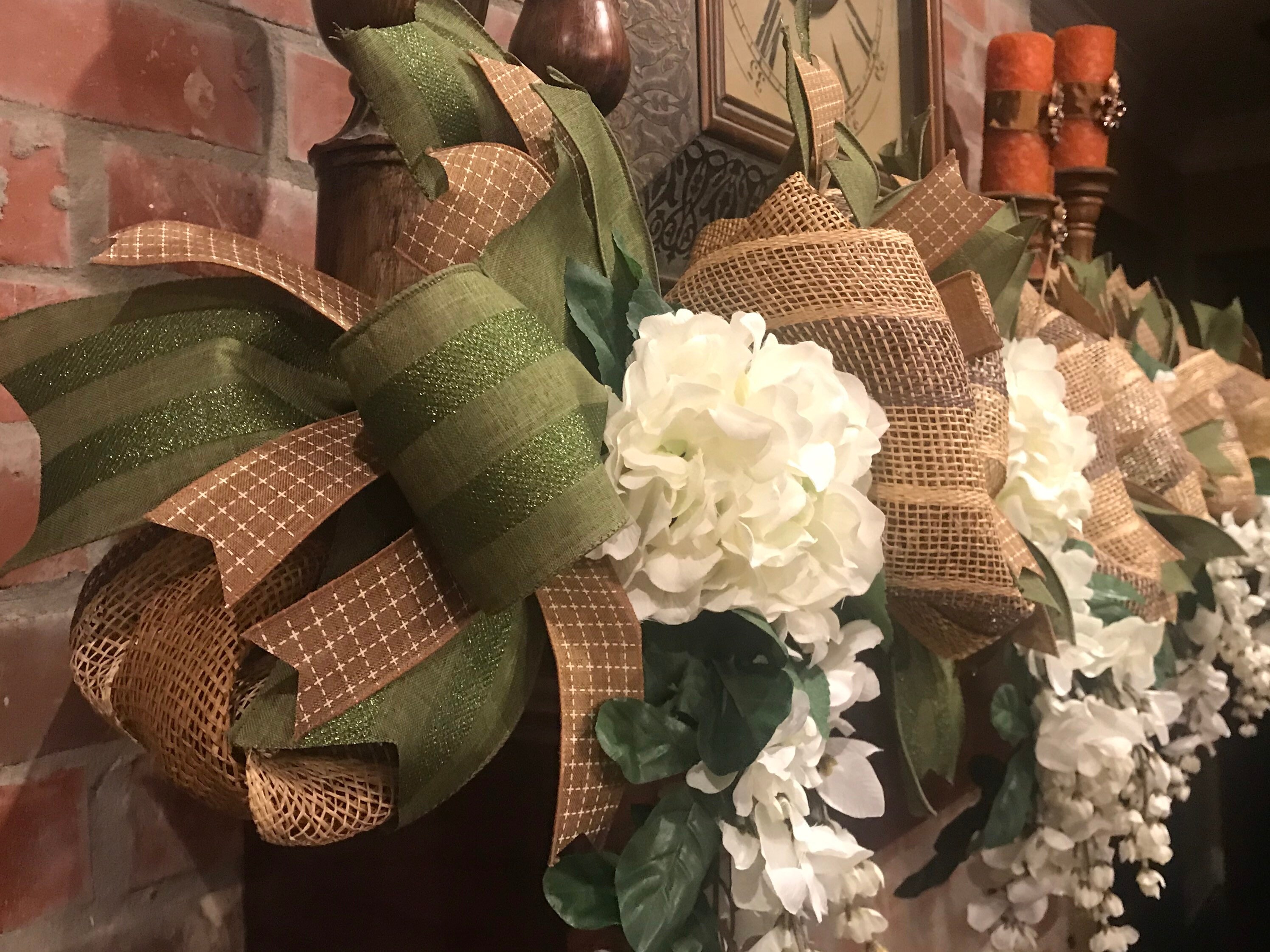 LARGE Fireplace Garland Large Mantel Swag Mantel Garland Etsy