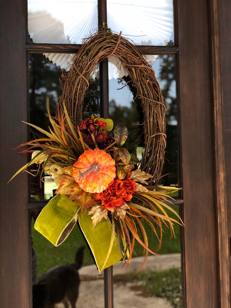 Set of TWO 2 Matching Oval Grapevine FALL Wreaths for Double Etsy