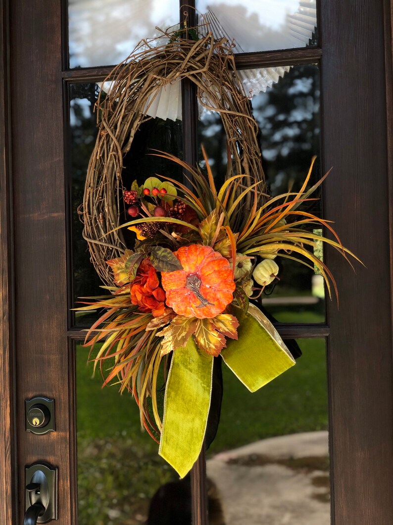 Set of TWO 2 Matching Oval Grapevine FALL Wreaths for Double Etsy