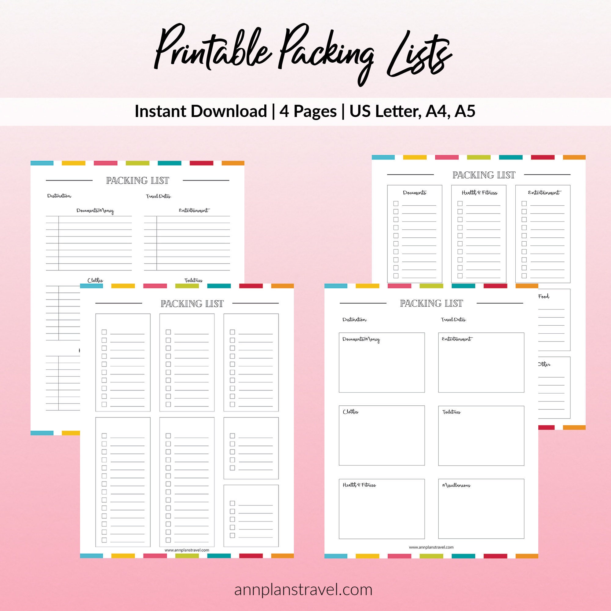 printable packing list vacation packing list packing etsy