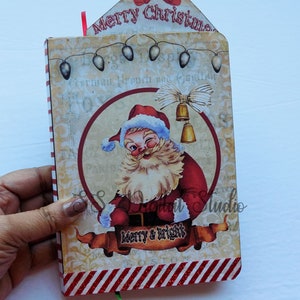 Kit de diário DIY Santa Pocket Folio, Caderno de Natal, pasta Junk Journal, Kit, Diário, para impressão, enfeite,