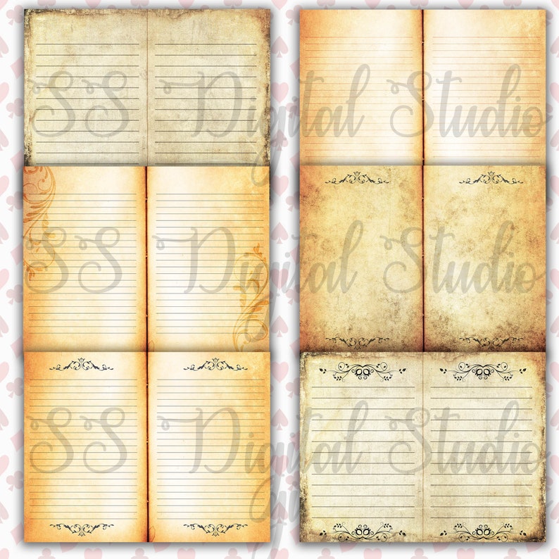 paper pack printable junk journal writing 18 sheets double sided journal page,scrapbook book Alice in wonderland,Landscape page,Paper
