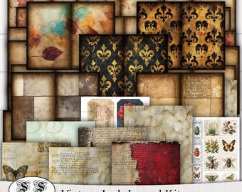 Vintage Digital Journal Kit | Printable Junk Journal Pages | Antique-Inspired Ephemera | Instant Download
