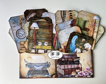 Book Themed Tags: Junk Journal Ephemera (Digital Download)