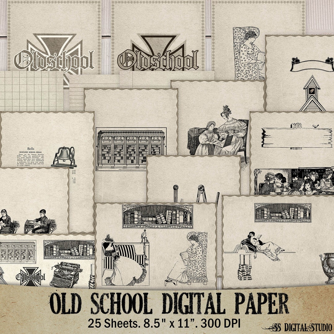 Old School Journal Paper, Notebook, Digital Paper, Vintage, Junk ...