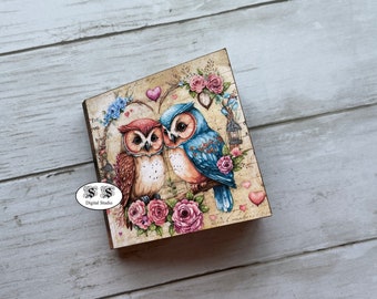 Owl Valentines Mini Book Kit: Printable Junk Journal Ephemera (Digital Download)